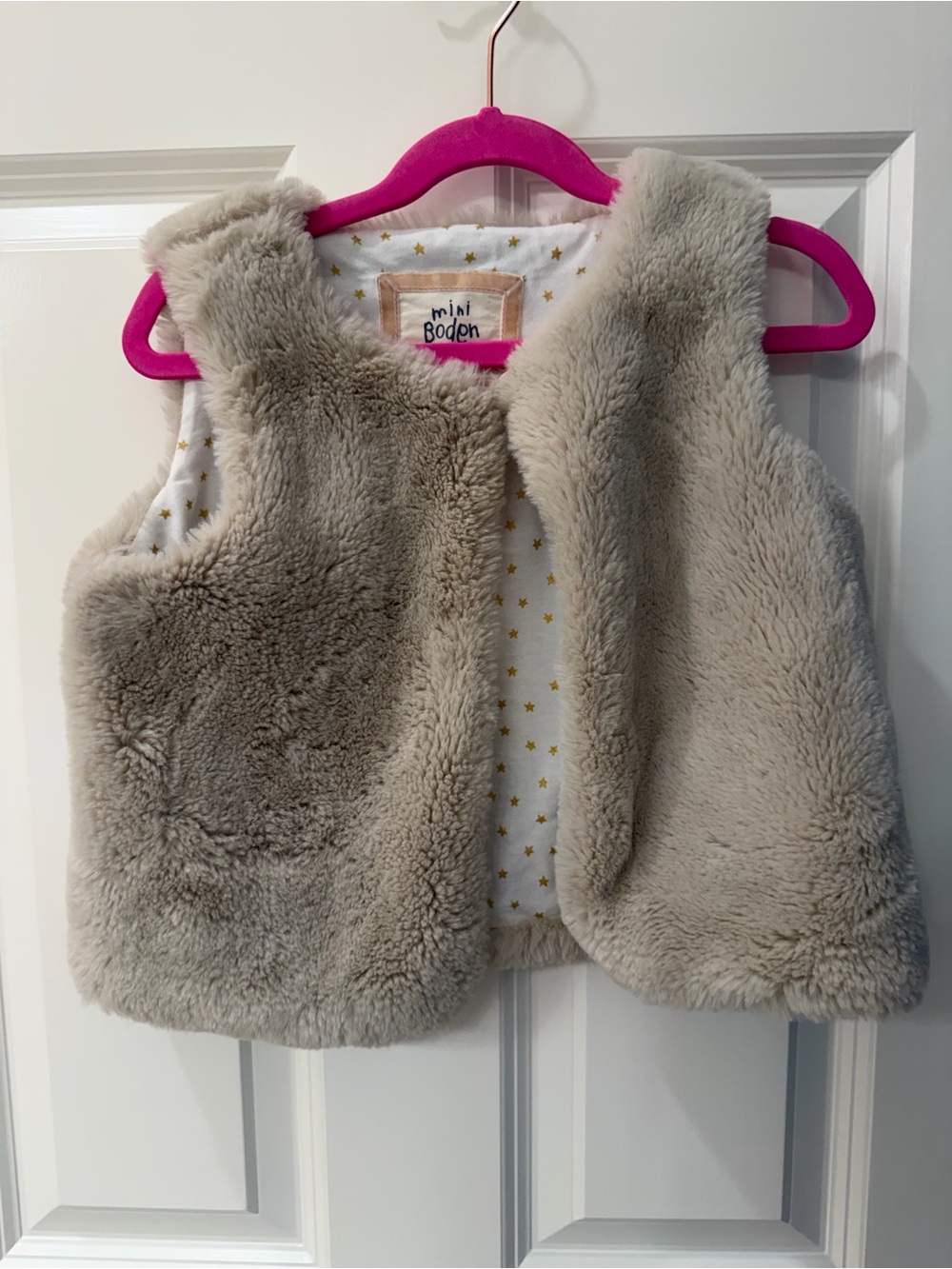 Mini Boden Soft Cream Faux Fur Vest for Kids